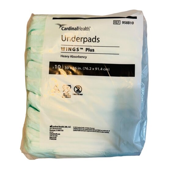 Cardinal Health Disposable Underpad Wings™ Plus 30 X 36 Inch, Heavy Absorbency - Picture 1 of 3